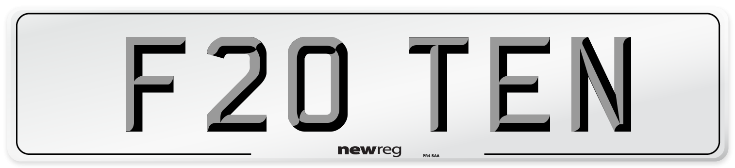 F20 TEN Number Plate from New Reg